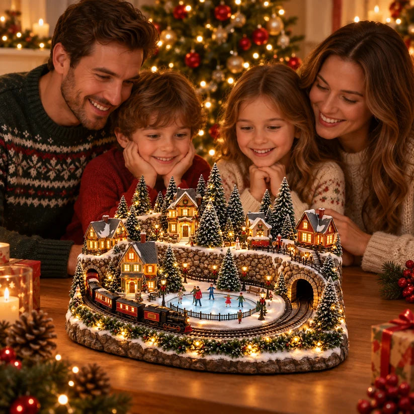 ⭐🚂 Animated Christmas Train Village – A Magical Winter Wonderland