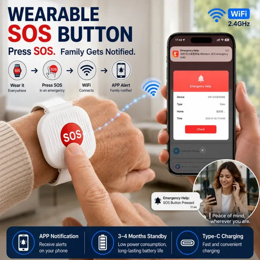 🎁Wearable WiFi SOS Emergency Alert Button for Seniors