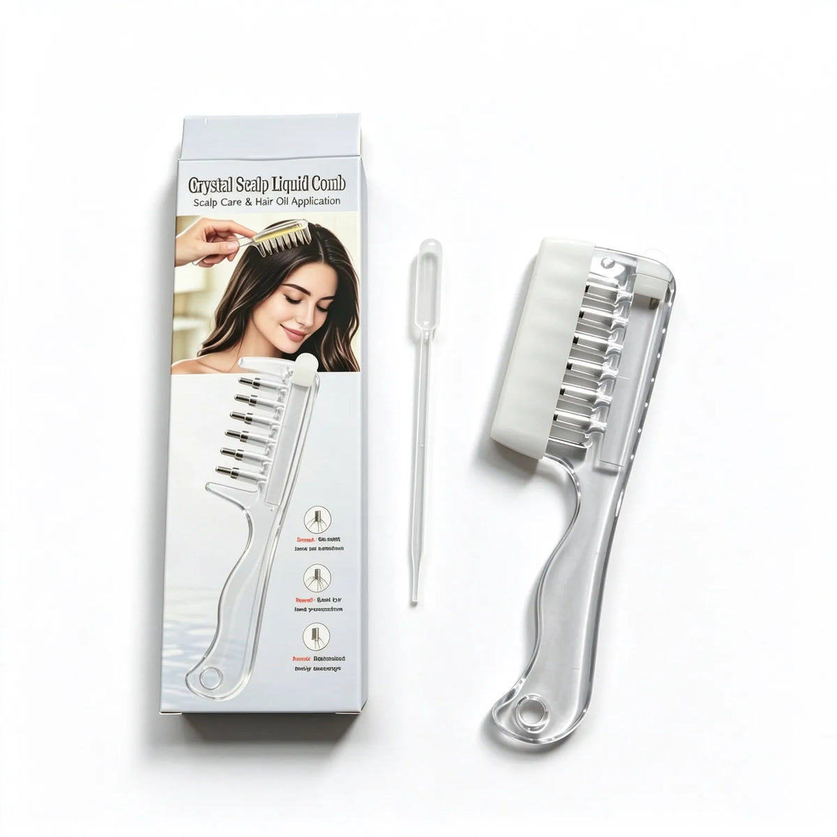 🎁Scalp Oil Applicator Comb with 6 Stainless Steel Massage Rollers – Refillable, Leak-Resistant Hair Care Comb