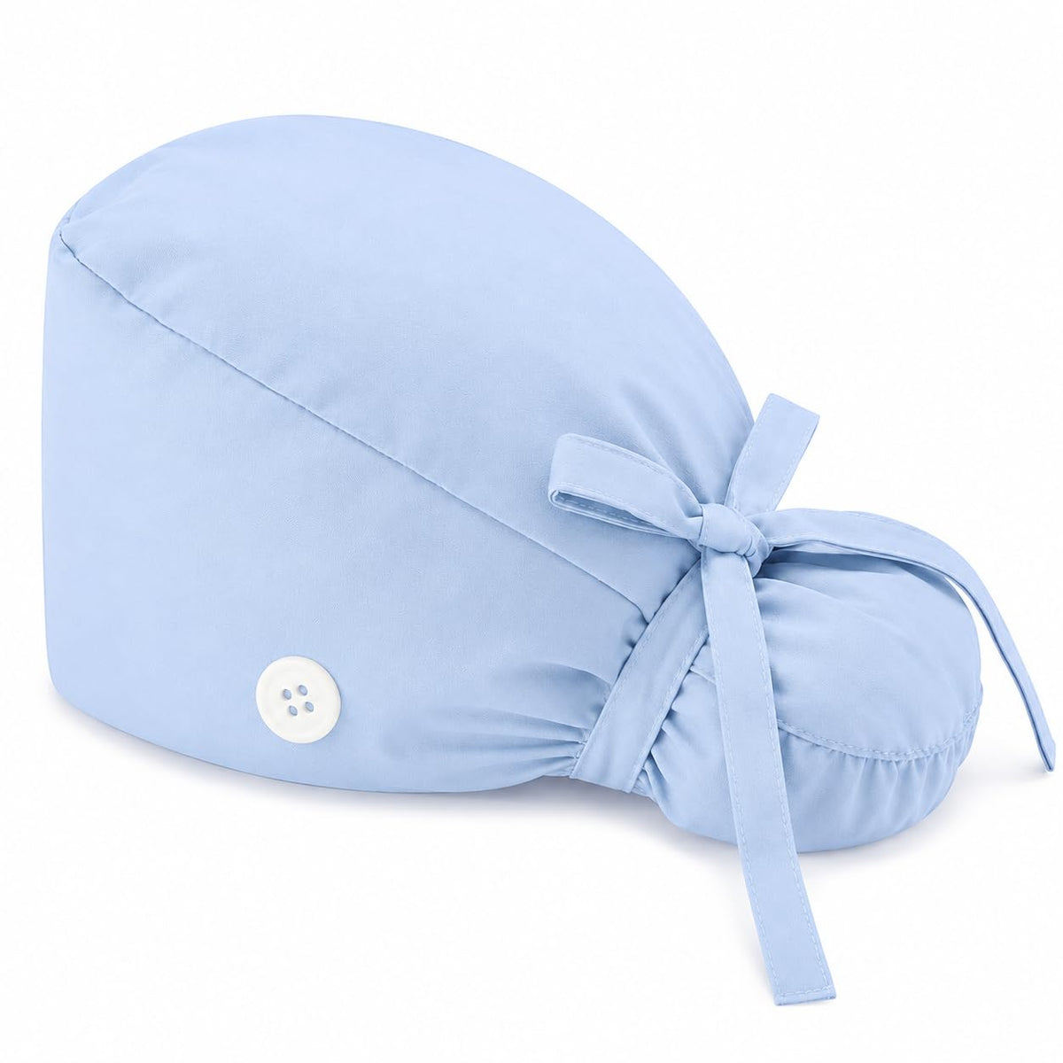 🔥100% Cotton Scrub Cap – Adjustable Ponytail Hat with Sweatband & Mask Buttons