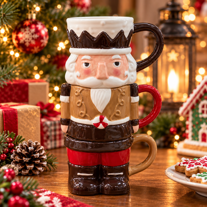 🔥3-Piece Stackable Nutcracker Christmas Mug Set