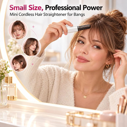 🎁Mini Cordless Bangs Straightener &amp; Rechargeable Styling Comb
