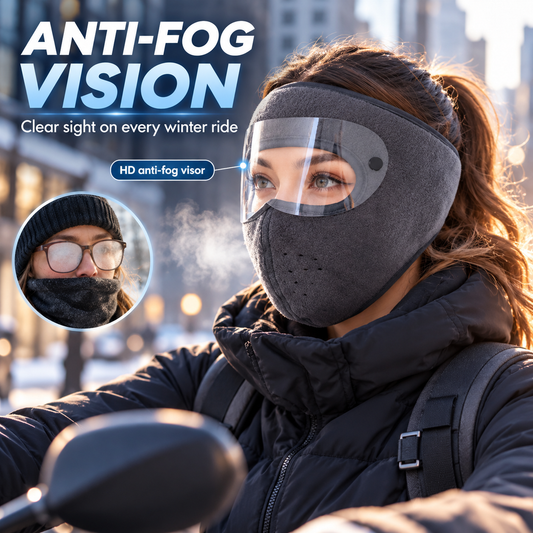 🎉Windproof Fleece Full Face Shield & Anti-Fog Riding Mask 🏍️