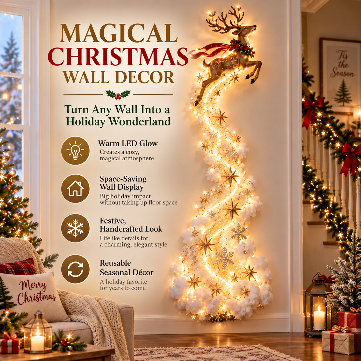 ⭐Christmas Magic Trail Wall Light – Bring Your Christmas Story to Life