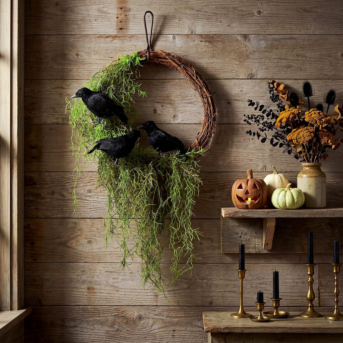 ⭐Haunted Crow Wreath – Create a Spooky Halloween Entrance
