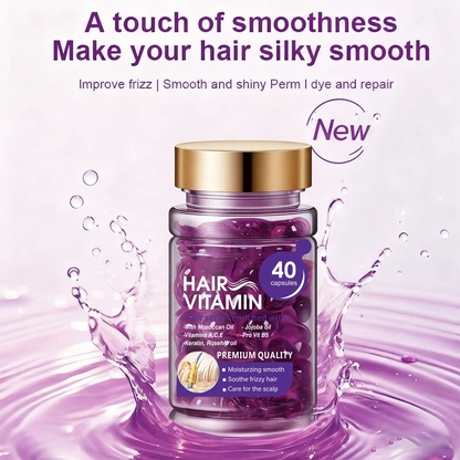 Hair Vitamin Capsules with Argan Oil, Frizz Control & Shine, 40 Ct