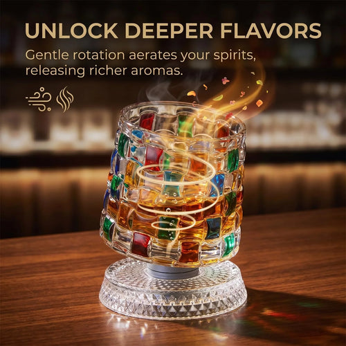 🎁Hand-Painted 360° Spinning Whiskey Glass With Crystal Embossed Design