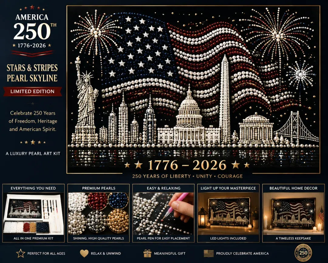 🦅America 250th Anniversary Pearl Art Kit – Stars & Stripes Skyline Limited Edition - This product is a materials kit. not a finished product.