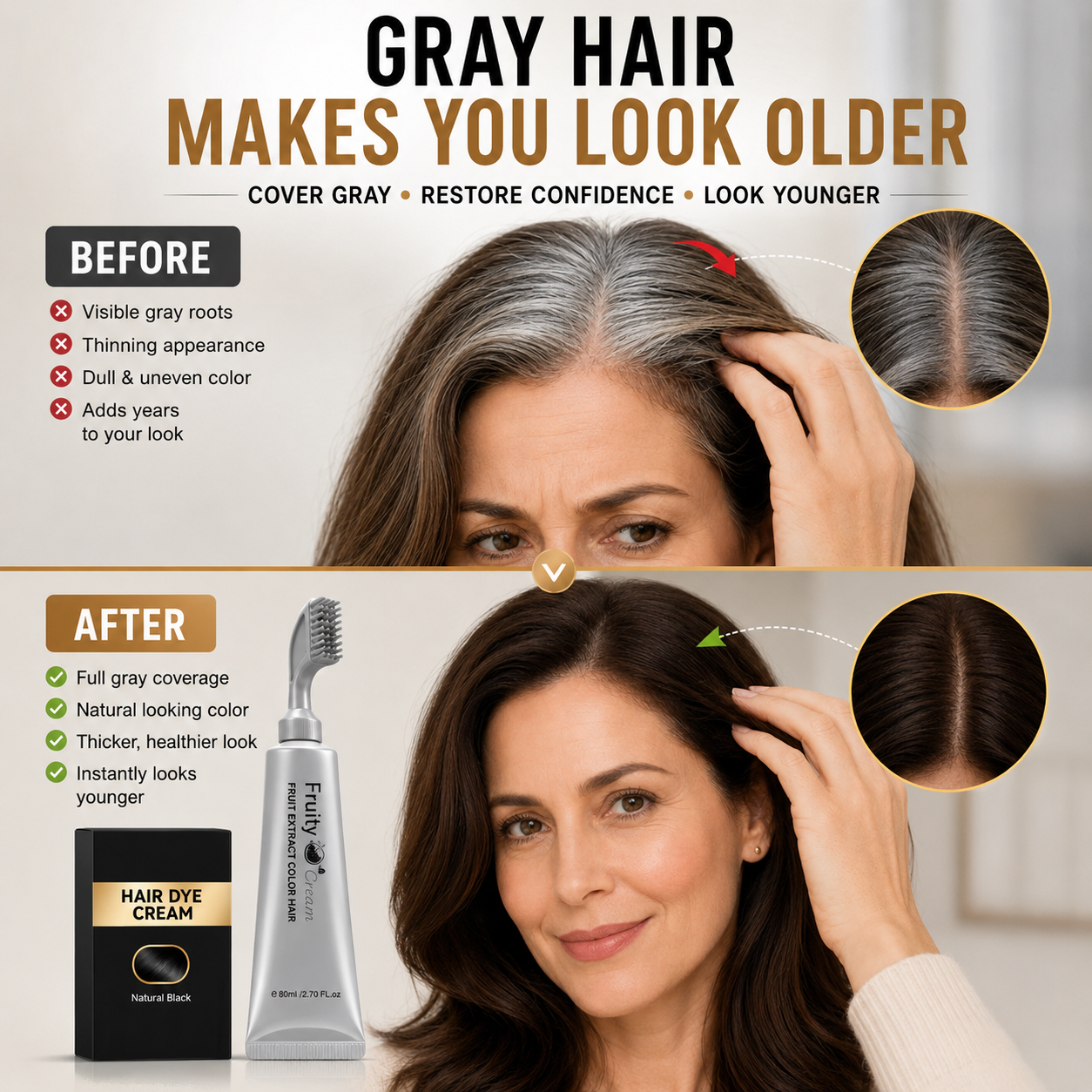 🔥Hot sell TODAY | Instant Gray Coverage Hair Dye Comb for Men & Women