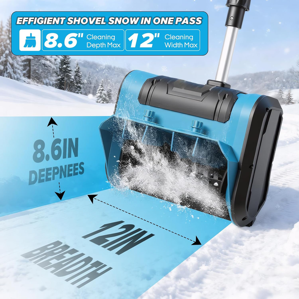 ⭐ Cordless Electric Snow Shovel – Clear 12" Wide Snow & Throw It Up to 23FT