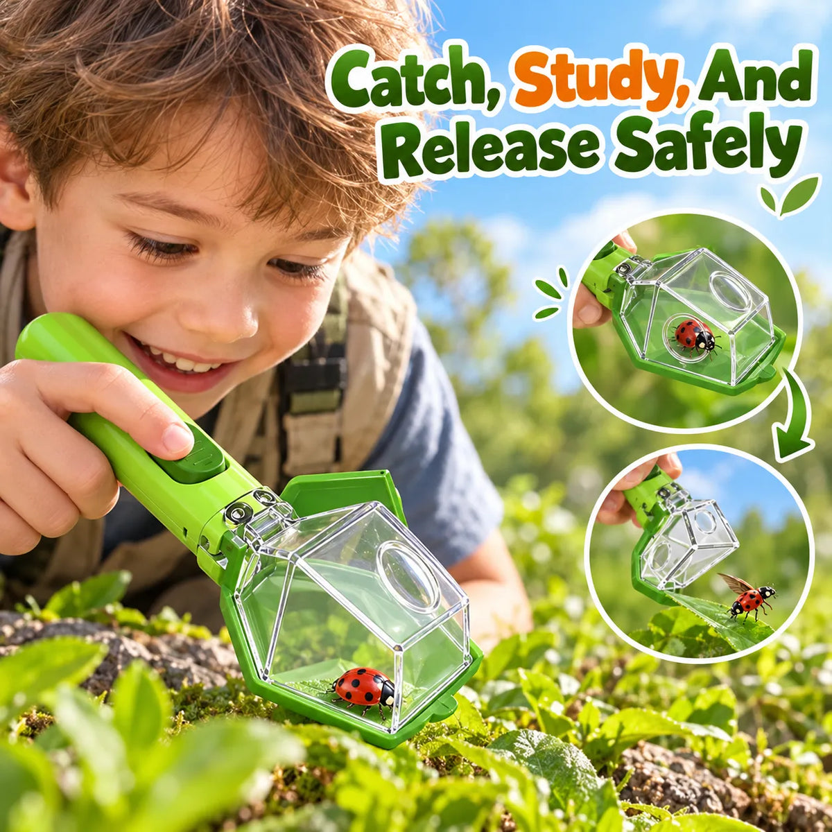 🎁6X Magnifying Insect Viewer Catcher – Safe Release Nature Discovery Tool For Kids