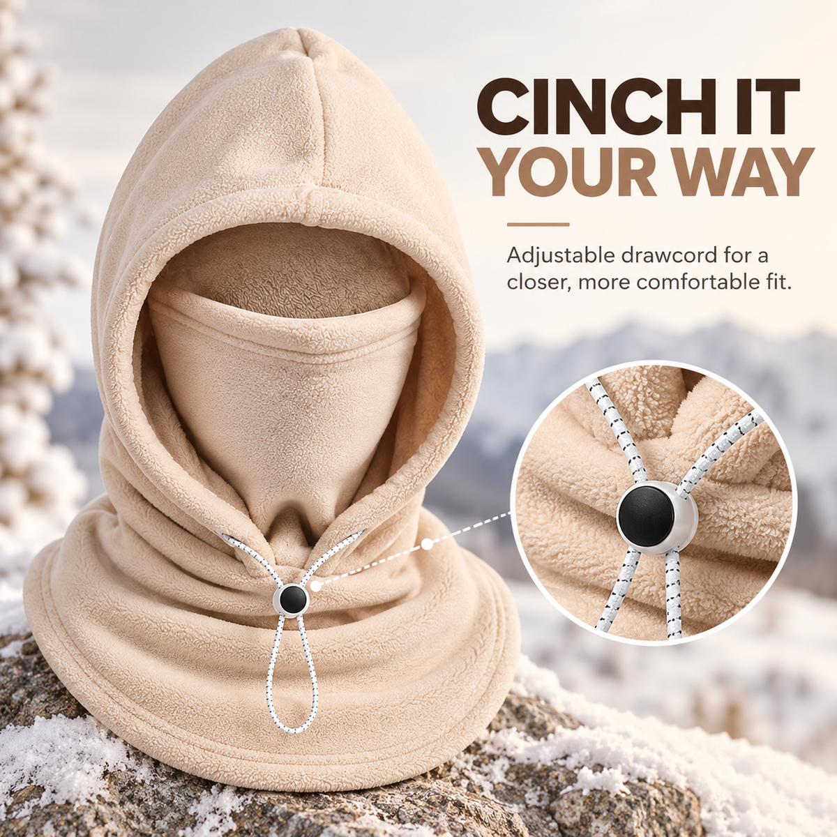🎉3-in-1 Winter Fleece Balaclava Hood 🧣❄️ Warm Face, Ear & Neck Cover