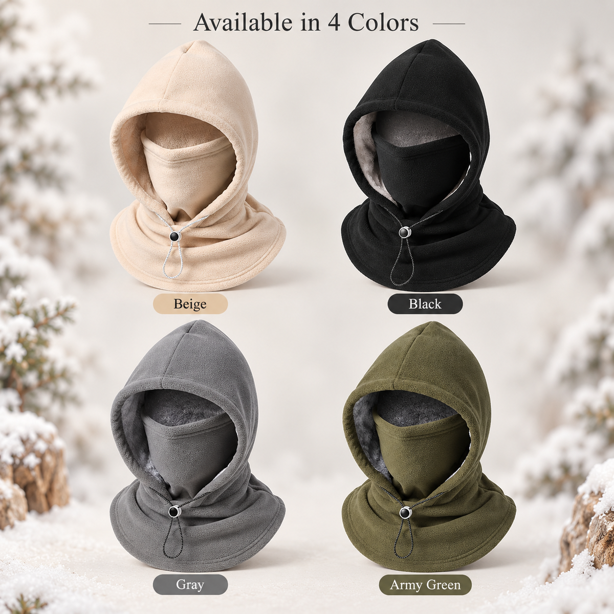🎉3-in-1 Winter Fleece Balaclava Hood 🧣❄️ Warm Face, Ear & Neck Cover