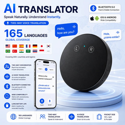 🔥AI Pocket Translator – Real-Time Two-Way Voice Translation in 165+ Languages