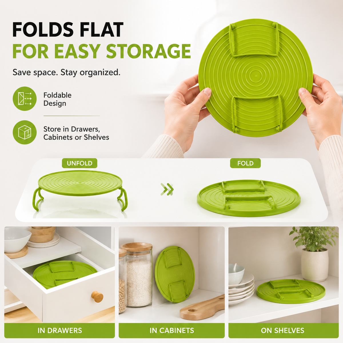🎉 Foldable Microwave Plate Stacker – 2-Level Heating Rack with Cool-Touch Handles for More Kitchen Space