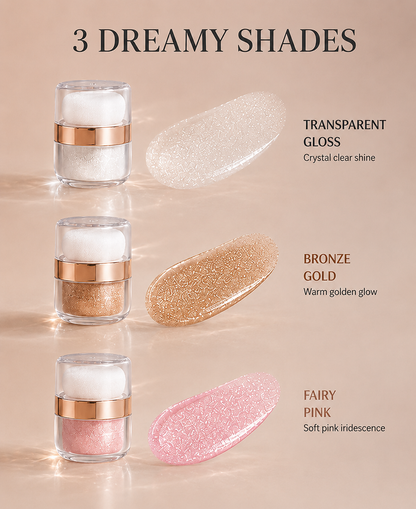 3-Shade Shimmer Highlighter with Puff | Face & Body Glow