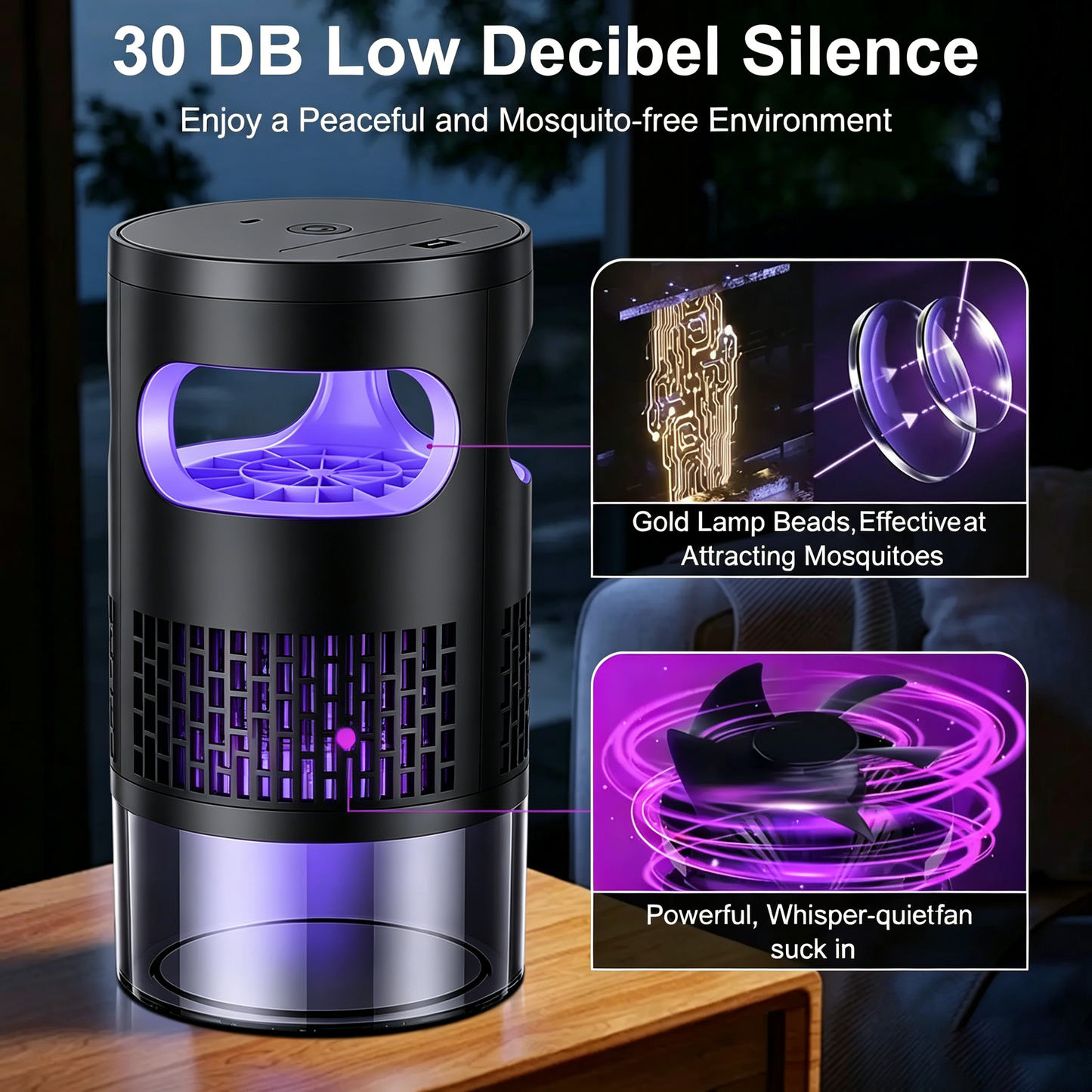 🪰UV Light Suction Flying Insect Trap, Plug-In Bug Catcher for Home Kitchen Bedroom Office