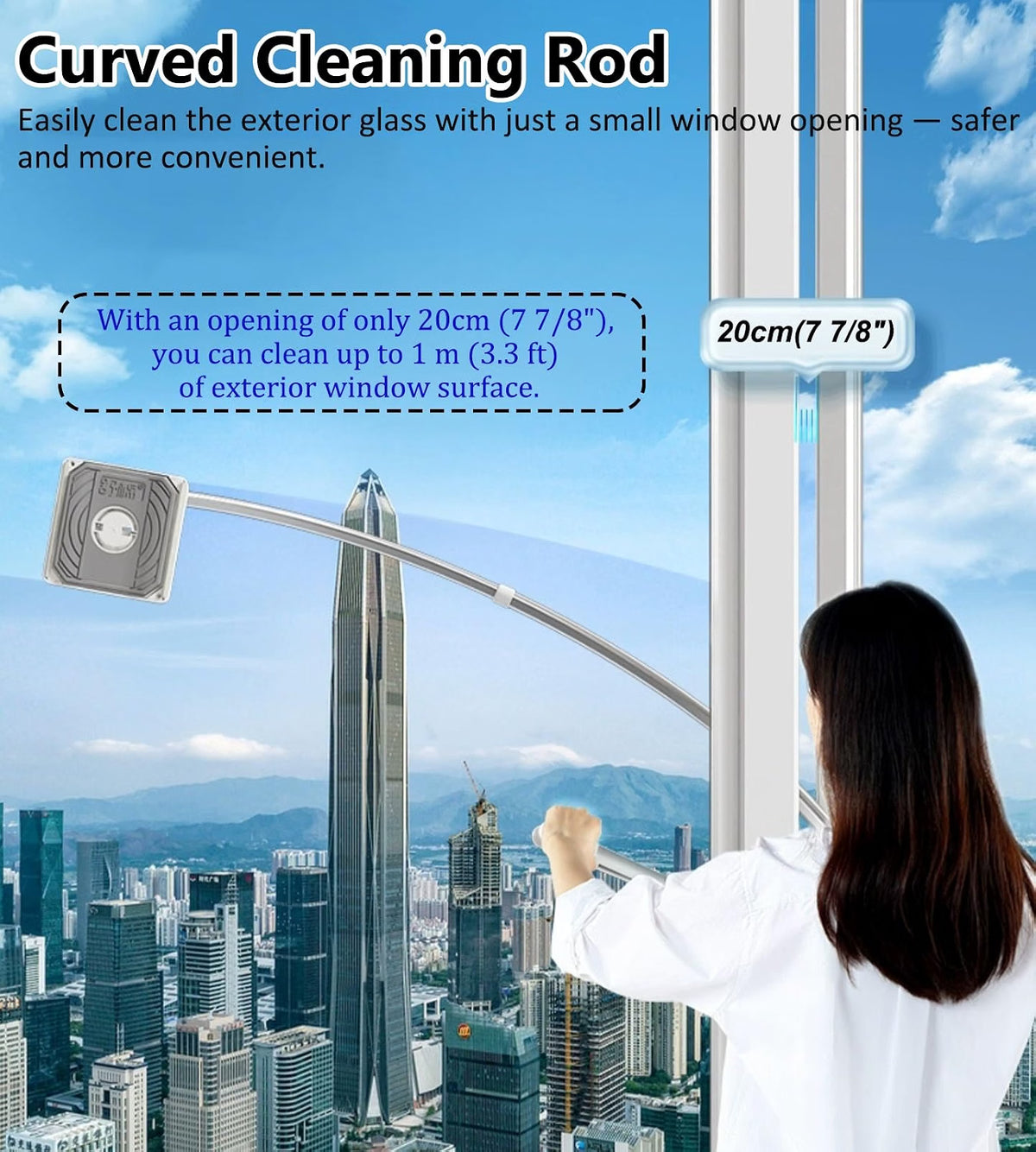 ⭐No Ladder Needed – 2-in-1 Extendable Window Cleaner