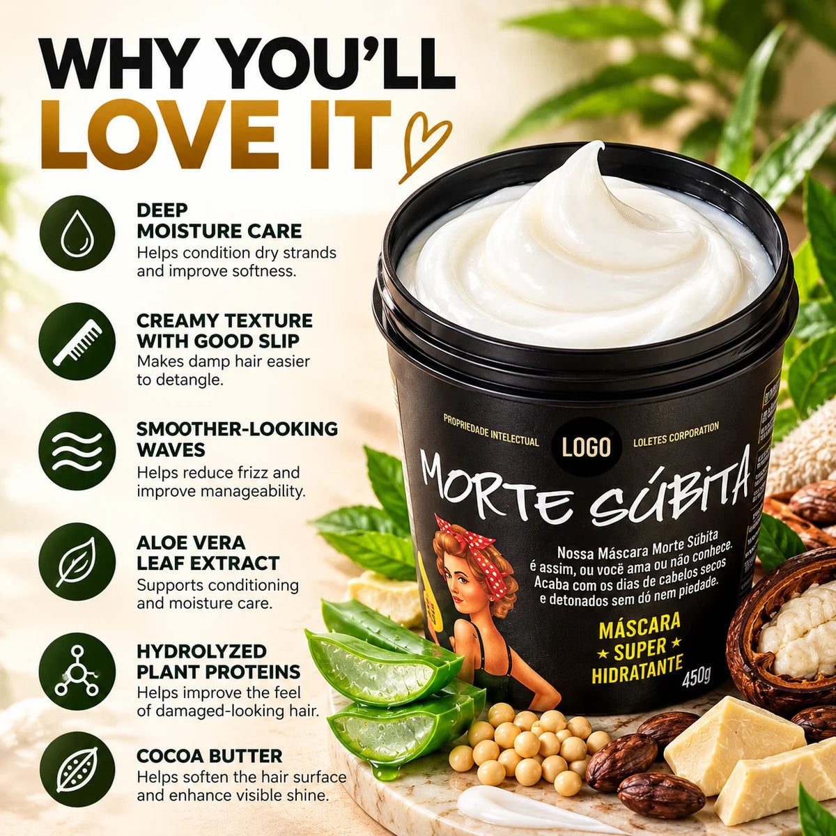🎁Moisture Mask for Wavy Hair – Deep Conditioning Treatment, 450g