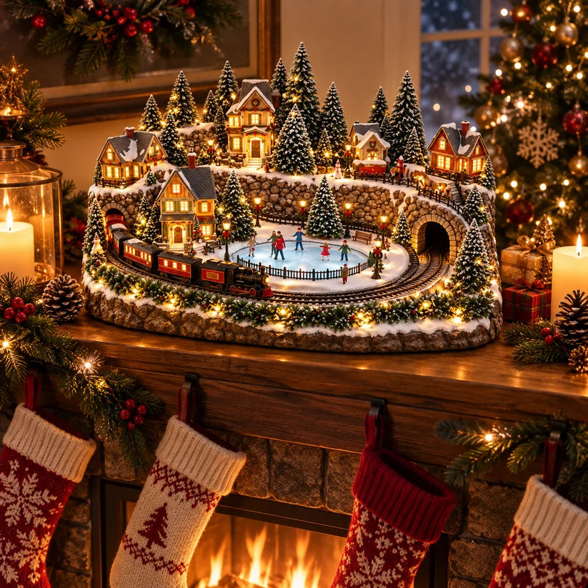 ⭐🚂 Animated Christmas Train Village – A Magical Winter Wonderland