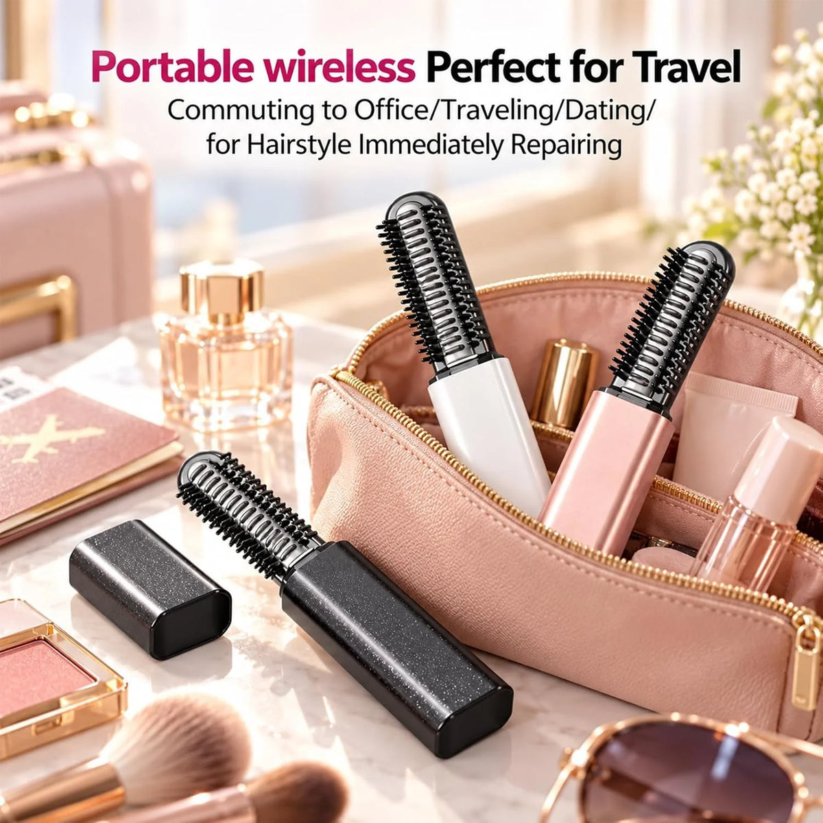 🎁Mini Cordless Bangs Straightener &amp; Rechargeable Styling Comb