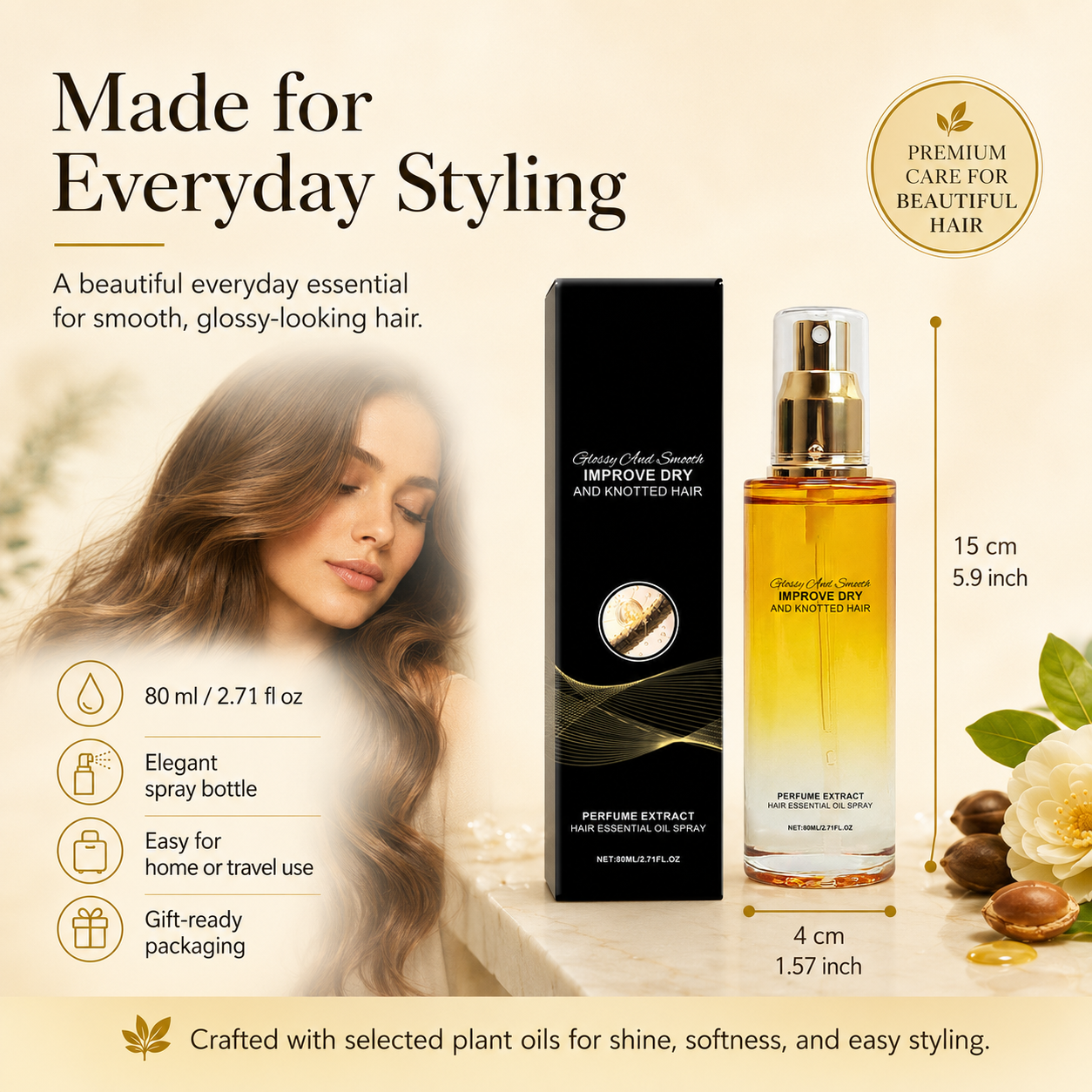 Botanical Hair Oil Mist for Dry. Frizzy & Tangled Hair