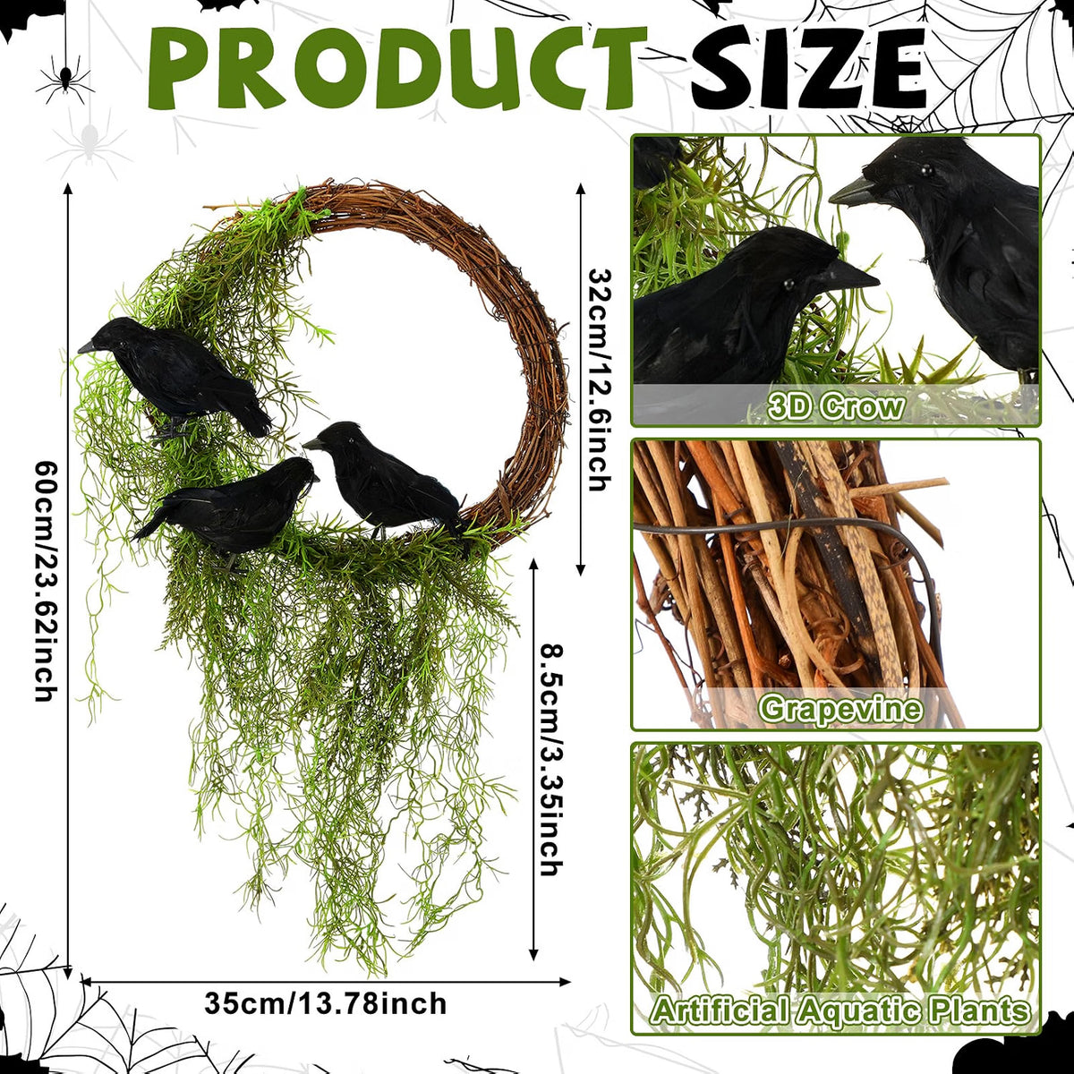 ⭐Haunted Crow Wreath – Create a Spooky Halloween Entrance