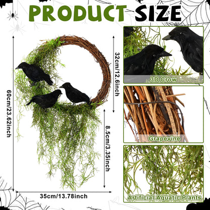 ⭐Haunted Crow Wreath – Create a Spooky Halloween Entrance