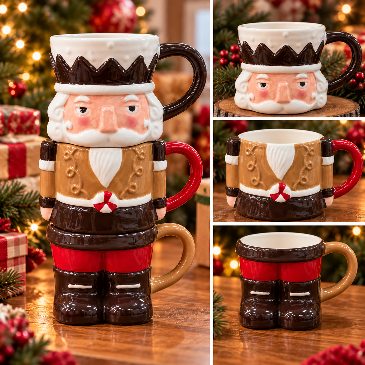🔥3-Piece Stackable Nutcracker Christmas Mug Set