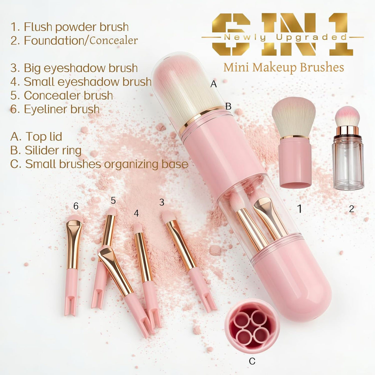 🔥6-in-1 Travel Makeup Brush Set