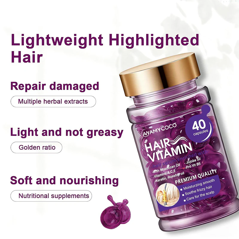 💜 Violet Hair Vitamin Capsules with Argan Oil (40 Capsules)