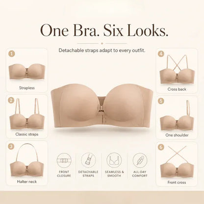 Women's Strapless Front Closure Push-Up Bra