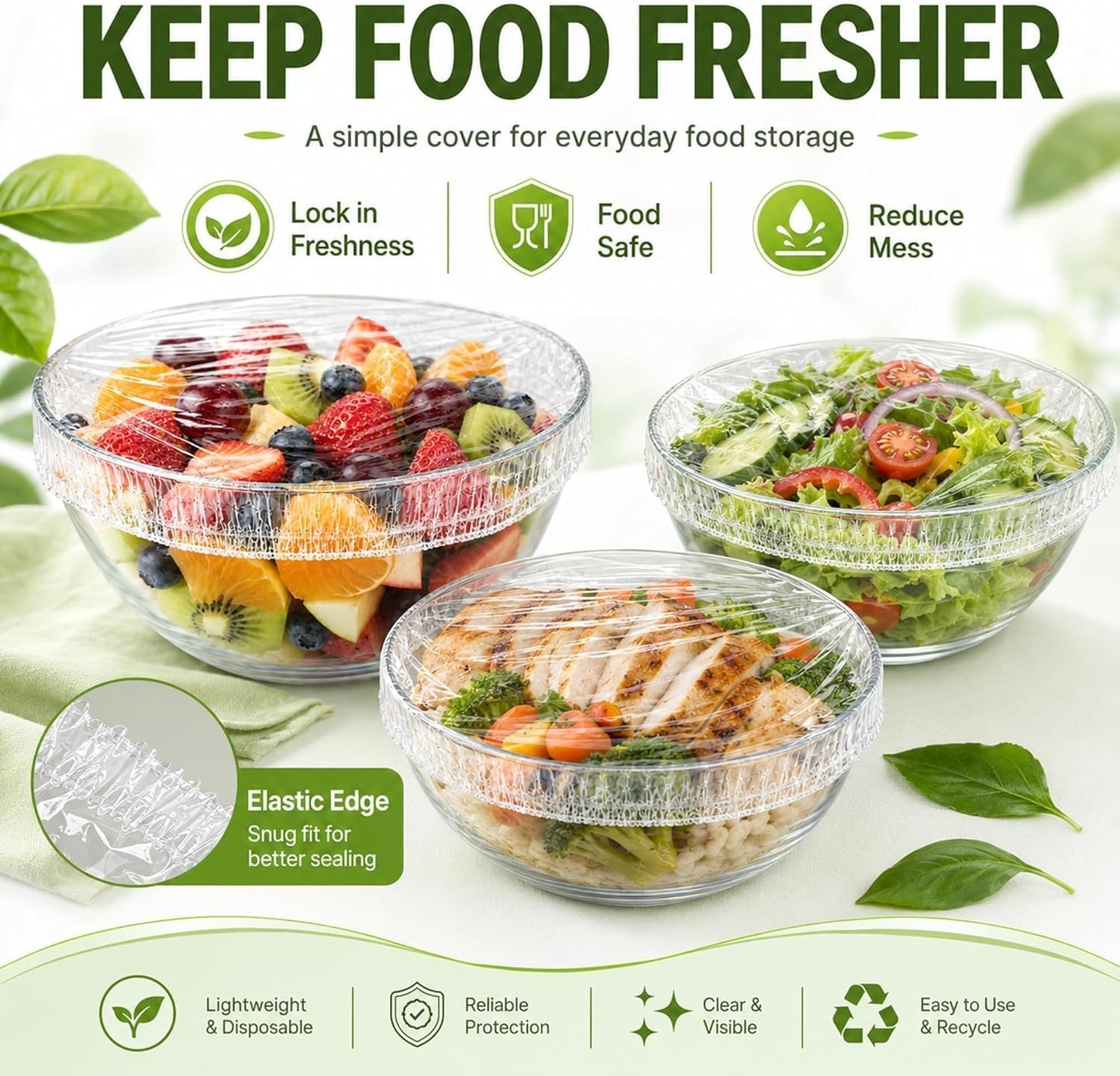 🍽️ 100PCS Stretch Food Covers | Disposable Bowl & Plate Covers for Easy Food Storage & Freshness