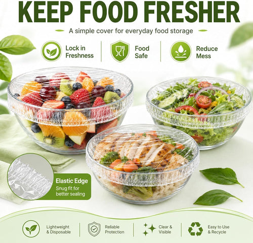 🍽️ 100PCS Stretch Food Covers | Disposable Bowl & Plate Covers for Easy Food Storage & Freshness