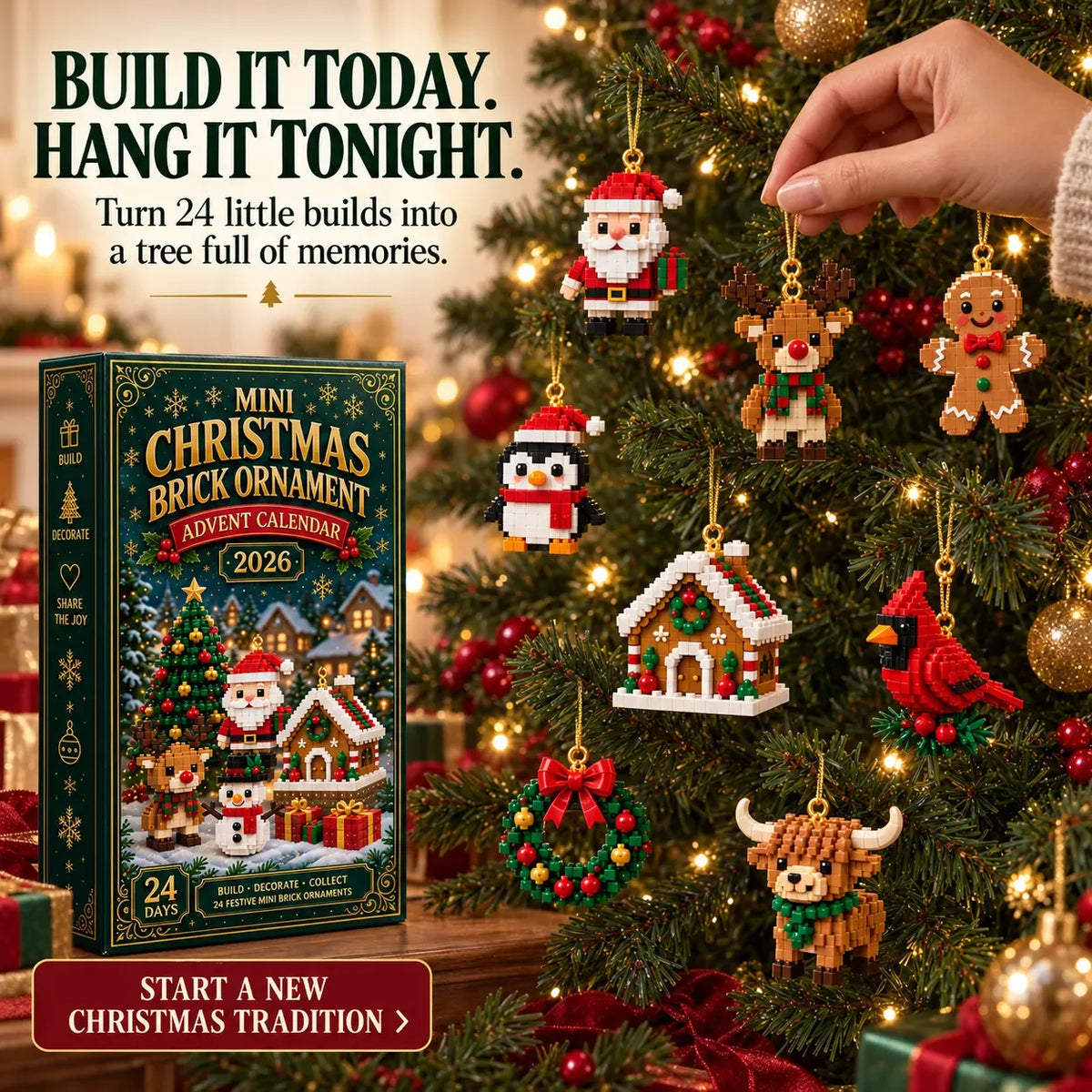 🎁24-Day Mini Christmas Brick Ornament Advent Calendar