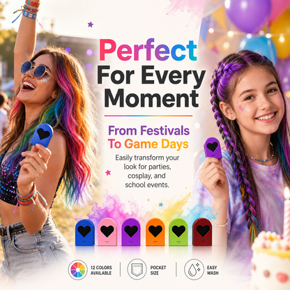 12-Color Washable Temporary Hair Chalk Set with Free Spray Bottle
