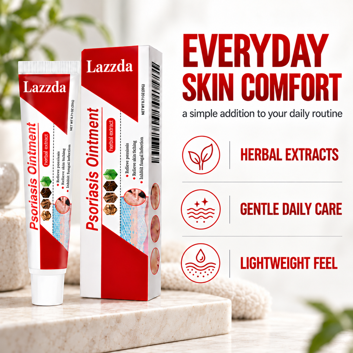 Lazzda Botanical Skin Relief Ointment for Dry, Itchy & Flaky Skin