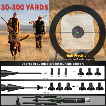 Laser Bore Sight Kit with 32 Adapters for .17–12GA Calibers