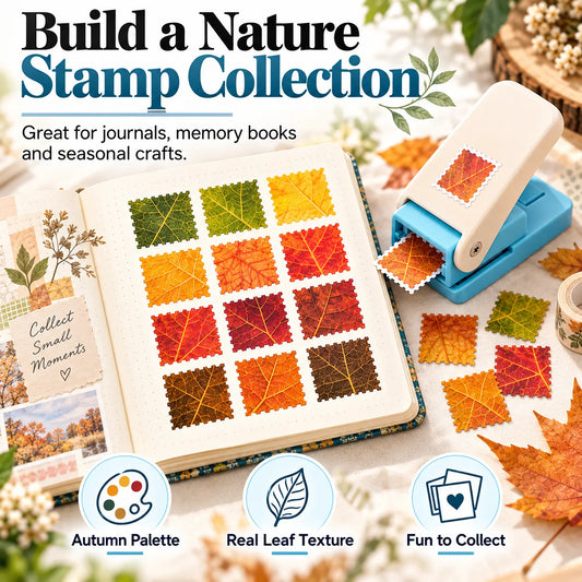 🎁DIY Postage Stamp Craft Punch – Decorative Paper & Leaf Cutter for Scrapbooking, Journaling & Card Making