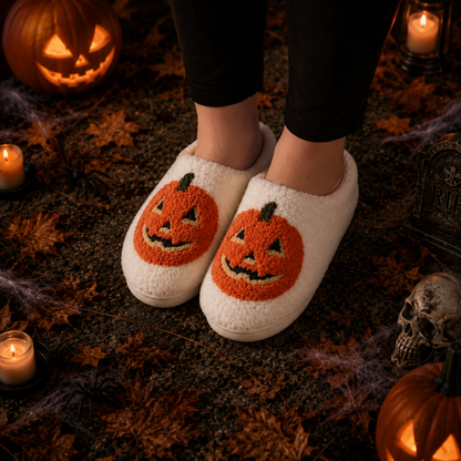 Plush Pumpkin Slippers – Spooky Style, Everyday Comfort