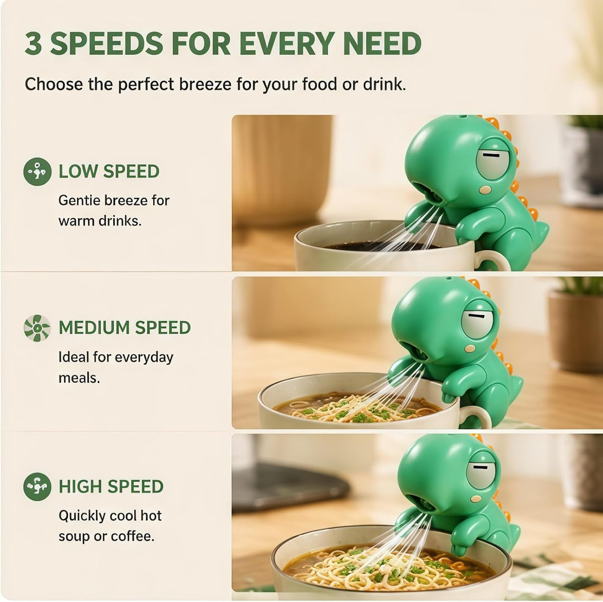 🐘 Clip-On Food Cooling Fan – Hands-Free Cooling for Hot Soup, Coffee & Drinks