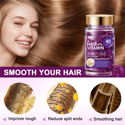Hair Vitamin Capsules with Argan Oil, Frizz Control & Shine, 40 Ct