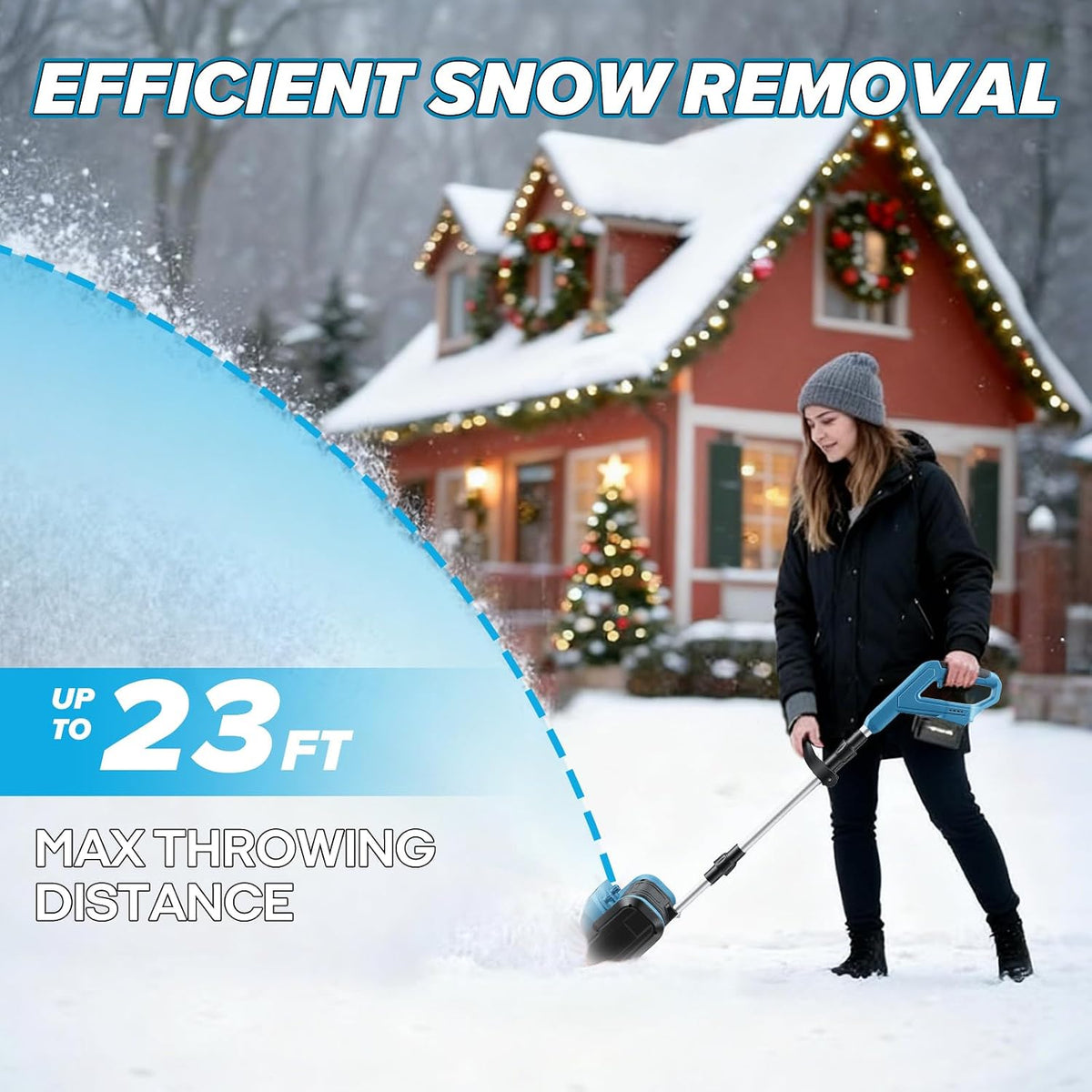 ⭐ Cordless Electric Snow Shovel – Clear 12" Wide Snow & Throw It Up to 23FT