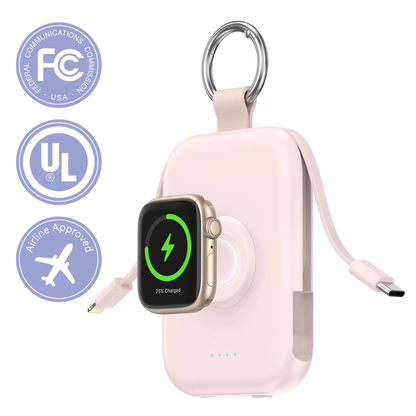 🔋 10000mAh Keychain Power Bank with Built-In Cables