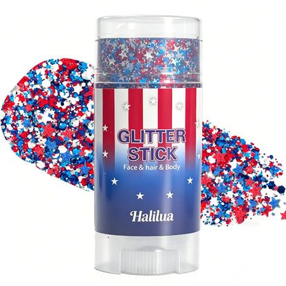 4th of July Glitter Stick | Red, White & Blue Body & Hair Sparkle for Independence Day Party
