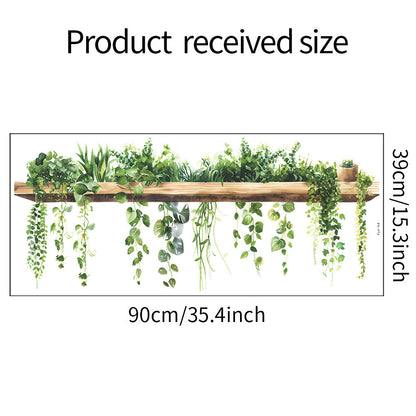 🔥🌿 Botanical Shelf Wall Stickers – 2-Piece Self-Adhesive Plant Decor