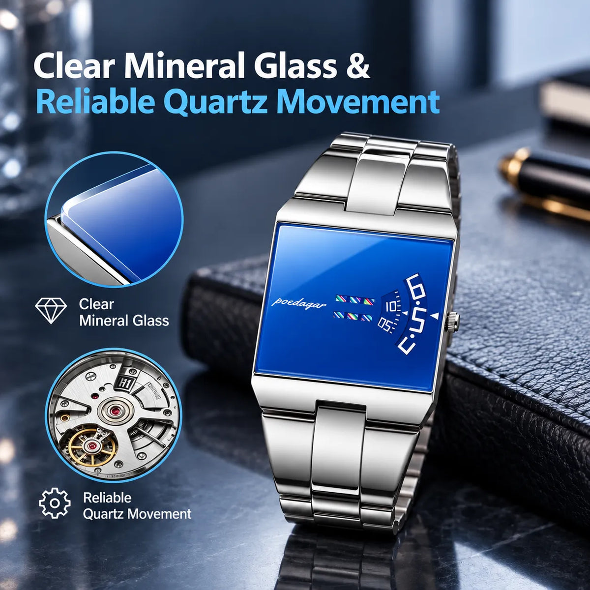 🎁Modern Square Dial Men's Quartz Watch