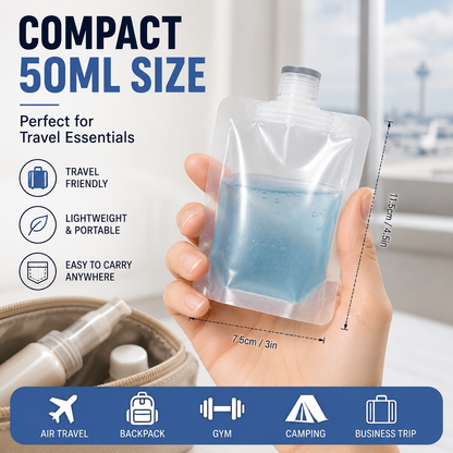 100ml Refillable Travel Pouches for Toiletries