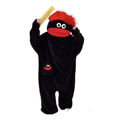 Funny Adult Onesie Pajamas. Soft Fleece Loungewear with Playful Design. Unisex Oversized Fit