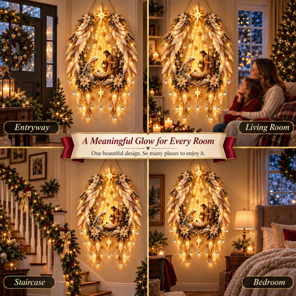 🎉3D Heavenly Angel Wings Nativity Light✨ – Lighted Christmas Wall Decor